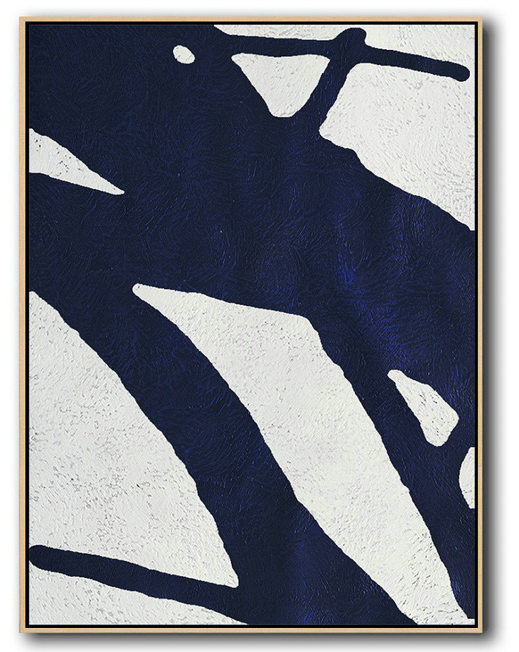 Original Modern Art,Large Wall Art Handmade,Buy Hand Painted Navy Blue Abstract Painting Online,Art Work